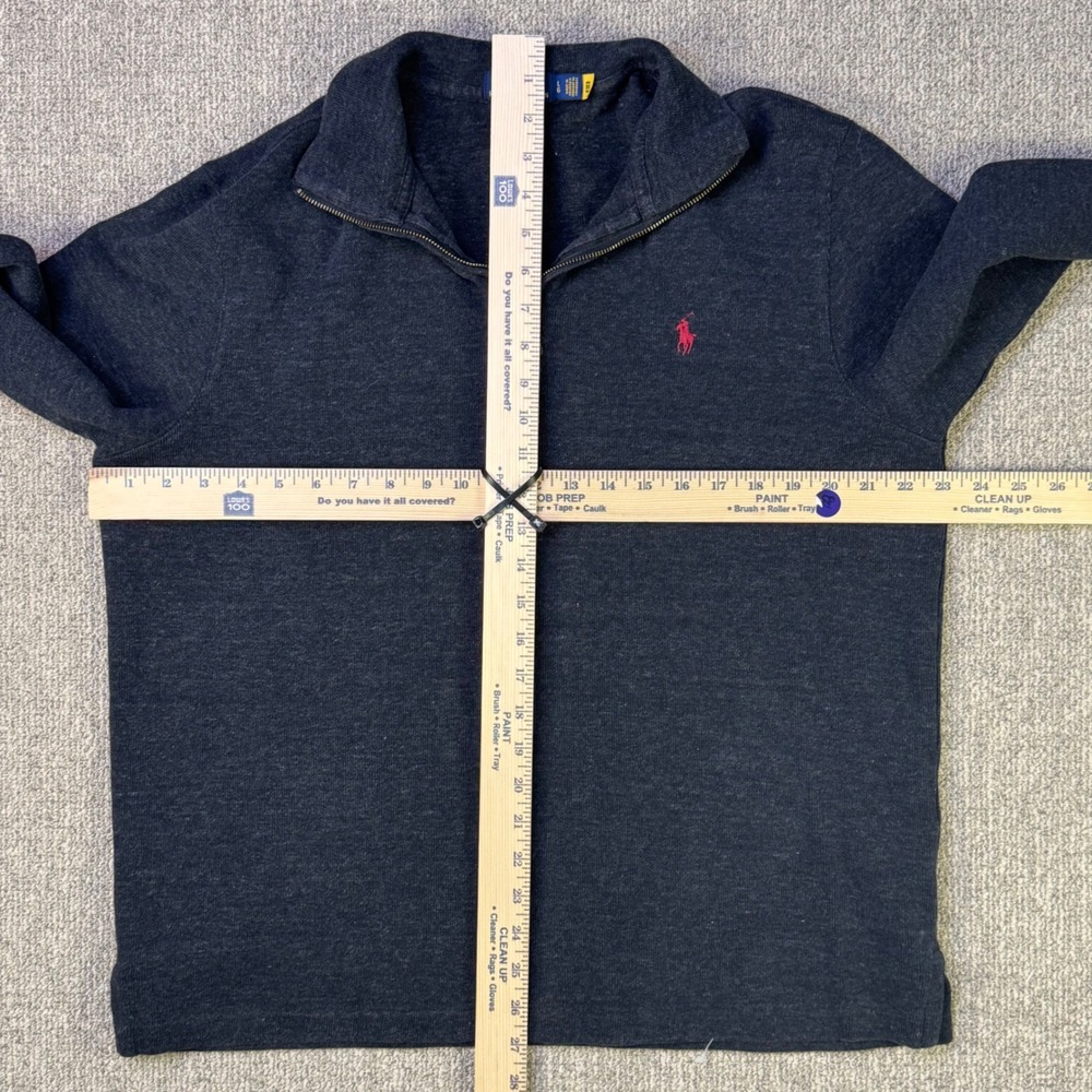 Polo Ralph Lauren Quarter Zip Pullover Navy Cotton Sweater Men's Large - Picture 6 of 7